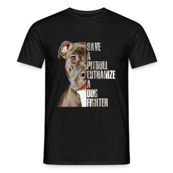 Save A Pitbull A Dog Fighter - Men's T-Shirt - black - Front - AI Model Male 178 light (178cm)