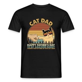 Cat Dad Fist Bump Vintage Fathers Day - T-shirt homme - noir - Devant - AI Model Male 178 light (178cm)