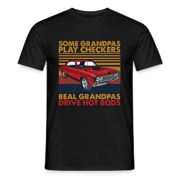 Play Checkers Real Grandpas Drive Hot Rods - T-shirt homme - noir - Devant - AI Model Male 178 light (178cm)