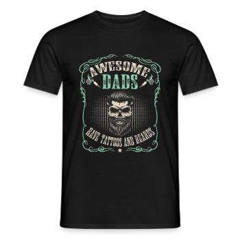 Awesome Dad Have Tattoos and Beards - Men's T-Shirt - black - Front - AI Model Male 178 light (178cm)