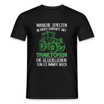 Manche spielten in ihrer Kindheit mit Traktoren - Männer T-Shirt - Schwarz - Vorne - AI Model Male 178 light (178cm)