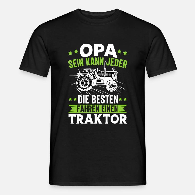 Opa mit Traktor Bauer Landwirt Geschenk - Männer T-Shirt - Schwarz