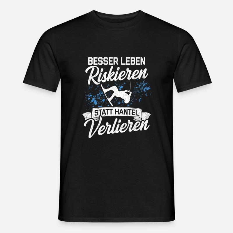 Wakeboard Besser Leben Riskieren Statt Hantel Verl - Männer T-Shirt - Schwarz