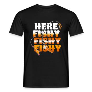 Here Fishy Fishy Fishy Gift Gift for Him - Men's T-Shirt - black - Front - AI Model Male 178 light (178cm)