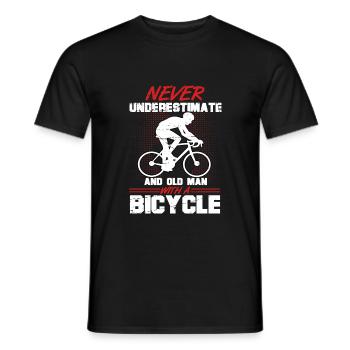 bicycle Bicycle Never underestimate and old Man - Men's T-Shirt - black - Front - AI Model Male 178 light (178cm)