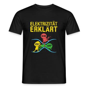 Elektriker Elekrizität Erklärt Ohm Volt Amp - Männer T-Shirt - Schwarz - Vorne - AI Model Male 178 light (178cm)