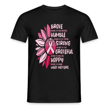 Sunflower Ribbon Breast Cancer Awareness T Shirt - Männer T-Shirt - Schwarz - Vorne - AI Model Male 178 light (178cm)