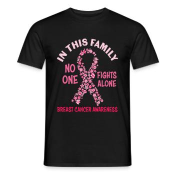 In this Family No one Fights Alone Breast Cancer - T-shirt homme - noir - Devant - AI Model Male 178 light (178cm)