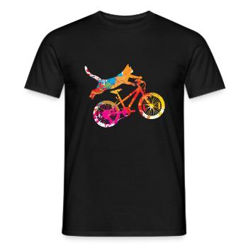 Vintage Katze Fahrrad Wasserfarben Geschenk - Männer T-Shirt - Schwarz - Vorne - AI Model Male 178 light (178cm)