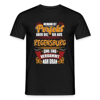 Regensburg Stadt Niemand ist Perfekt Regensburger - Männer T-Shirt - Schwarz - Vorne - AI Model Male 178 light (178cm)