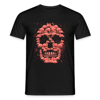 Skull Pink Flamingos Halloween - Men's T-Shirt - black - Front - AI Model Male 178 light (178cm)