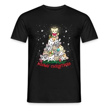 Meowy Christmas Tree - T-shirt homme - noir - Devant - AI Model Male 178 light (178cm)