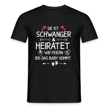 JGA Hochzeit Schwanger Junggesellinnenabschied - Männer T-Shirt - Schwarz - Vorne - AI Model Male 178 light (178cm)