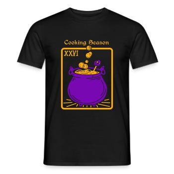 Carte de tarot de sorcellerie du chaudron d’Halloween - T-shirt homme - noir - Devant - AI Model Male 178 light (178cm)