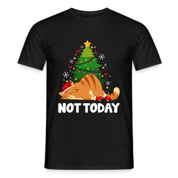 Merry Christmas Cat - Men's T-Shirt - black - Front - AI Model Male 178 light (178cm)
