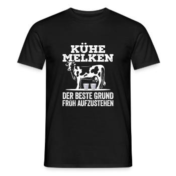 Kühe Melken Der Beste Grund Früh Aufzustehen Landw - Männer T-Shirt - Schwarz - Vorne - AI Model Male 178 light (178cm)
