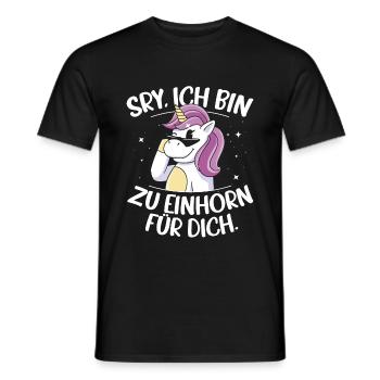 Sorry Ich Bin Zu Einhorn Für Dich Regenbogen Glitz - Männer T-Shirt - Schwarz - Vorne - AI Model Male 178 light (178cm)