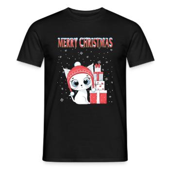 cats christmas- christmas cats tshirt - Men's T-Shirt - black - Front - AI Model Male 178 light (178cm)