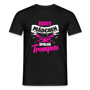 Echte Mädchen Spielen Trompete Trompetenspieler Mu - Männer T-Shirt - Schwarz - Vorne - AI Model Male 178 light (178cm)