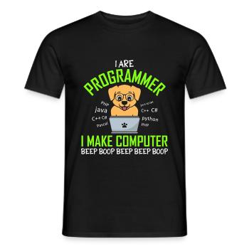 Je suis programmeur Je fais un bip d’ordinateur Boop Dog - T-shirt homme - noir - Devant - AI Model Male 178 light (178cm)
