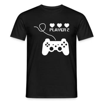 Joueur vidéo Couple Joueur 1 Joueur 2 Correspondance - T-shirt homme - noir - Devant - AI Model Male 178 light (178cm)