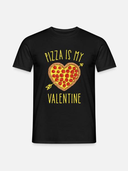 Valentinstag Pizza Herz - Männer T-Shirt - Schwarz