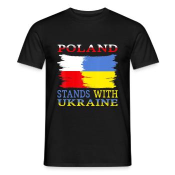 Poland Ukraine Support - Men's T-Shirt - black - Front - AI Model Male 178 light (178cm)