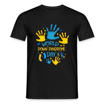 World Down Syndrome Day Hand Print Women - Men's T-Shirt - black - Front - AI Model Male 178 light (178cm)