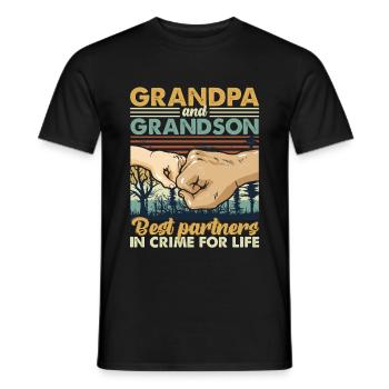 Grandpa and Grandson Best Partners In Crime - Männer T-Shirt - Schwarz - Vorne - AI Model Male 178 light (178cm)