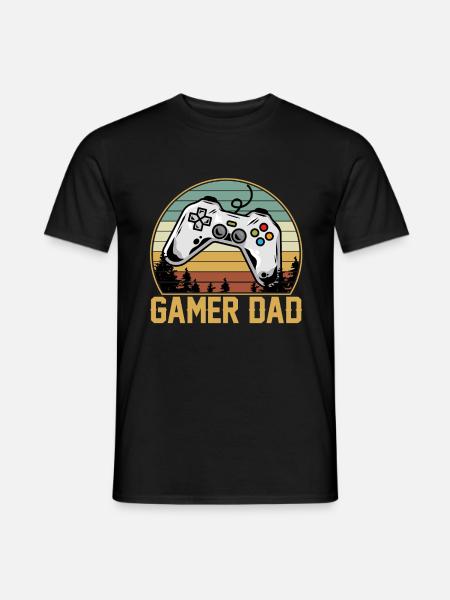 Gamer Dad Vintage Retro Matching - Männer T-Shirt - Schwarz