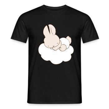 Baby Bunny sleeping on cloud - Men's T-Shirt - black - Front - AI Model Male 178 light (178cm)
