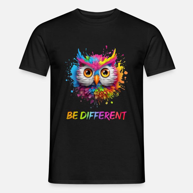 LUSTIGE BUNTE EULE - Männer T-Shirt - Schwarz