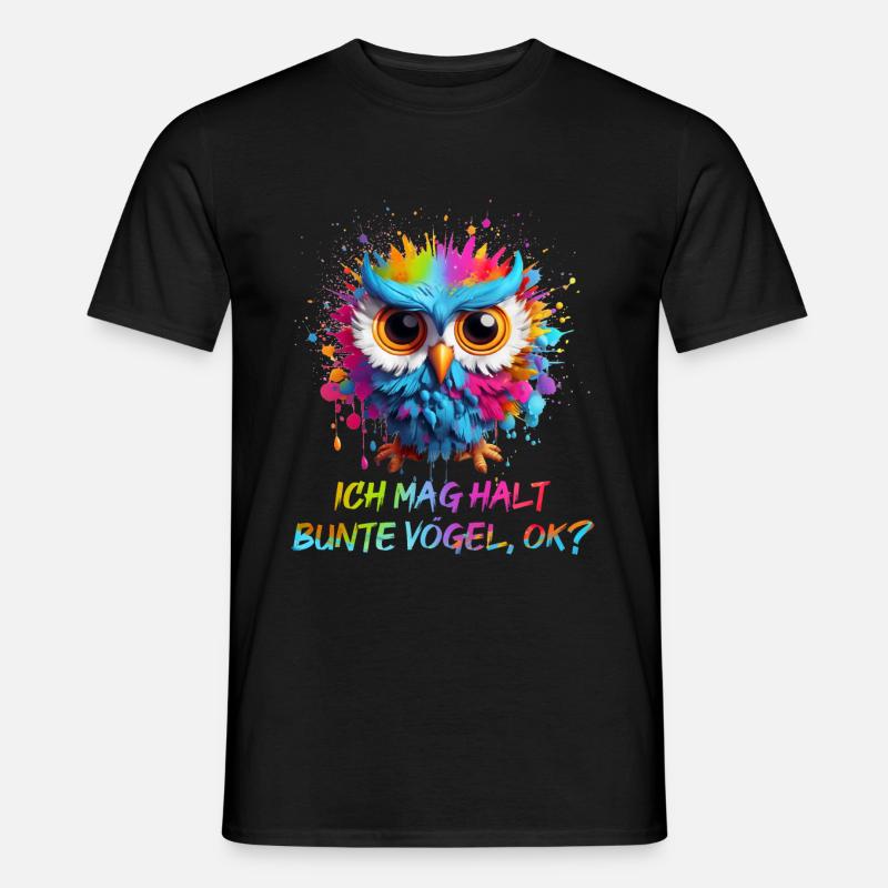 LUSTIGE BUNTE EULE - Männer T-Shirt - Schwarz