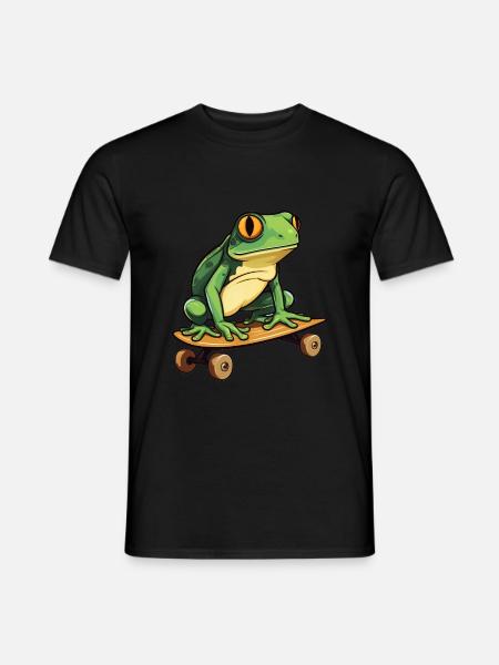 LUSTIGER FROSCH AUF SKATEBOARD - Männer T-Shirt - Schwarz