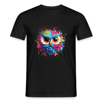BUNTE EULE - Männer T-Shirt - Schwarz - Vorne - AI Model Male 178 light (178cm)