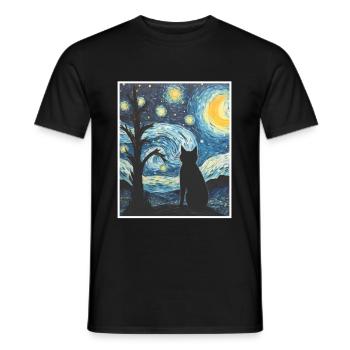 KATZEN PORTRAI - Männer T-Shirt - Schwarz - Vorne - AI Model Male 178 light (178cm)