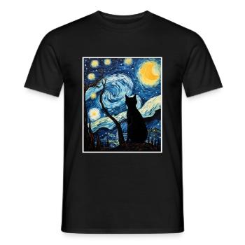 KATZEN PORTRAI - Männer T-Shirt - Schwarz - Vorne - AI Model Male 178 light (178cm)