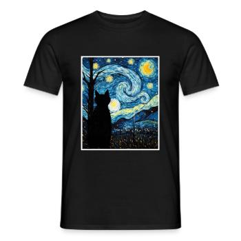 KATZEN PORTRAI - Männer T-Shirt - Schwarz - Vorne - AI Model Male 178 light (178cm)