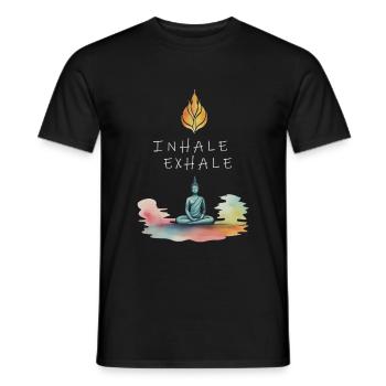 YOGA KLEIDUNG UND MEDITATION - Männer T-Shirt - Schwarz - Vorne - AI Model Male 178 light (178cm)