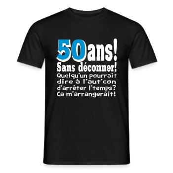 VISUEL,MOTIF POUR ANNIVERSAIRE SANS DEC - T-shirt homme - noir - Devant - AI Model Male 178 light (178cm)