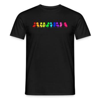 rangée colorée de corbeaux d’oiseaux - T-shirt homme - noir - Devant - AI Model Male 178 light (178cm)
