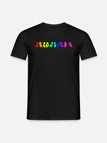 colorful row of birds ravens - Men's T-Shirt - black