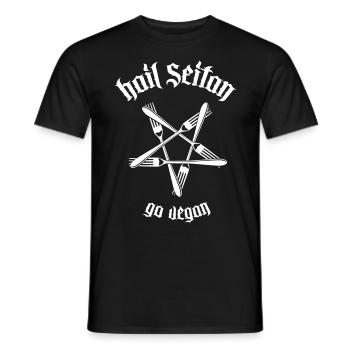 Hail Seitan - Go Vegan 1.1 - Men's T-Shirt - black - Front - AI Model Male 178 light (178cm)