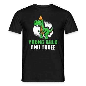 Young wild and three 3. Geburtstag Kleinkind Dino - Männer T-Shirt - Schwarz - Vorne - AI Model Male 178 light (178cm)