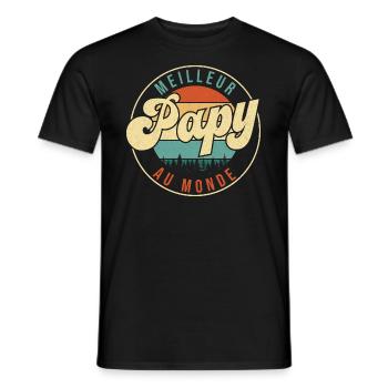 Meilleur papy au monde - Cadeau grand-père - T-shirt homme - noir - Devant - AI Model Male 178 light (178cm)