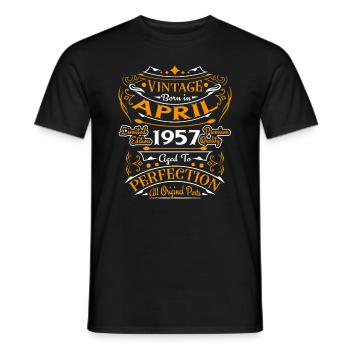 1957 April 1957 Anniversary April 1957 April - Men's T-Shirt - black - Front - AI Model Male 178 light (178cm)