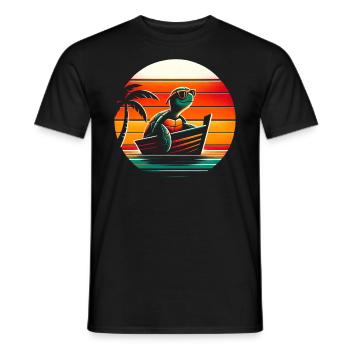 Schildkröte Boot Segeln - Männer T-Shirt - Schwarz - Vorne - AI Model Male 178 light (178cm)