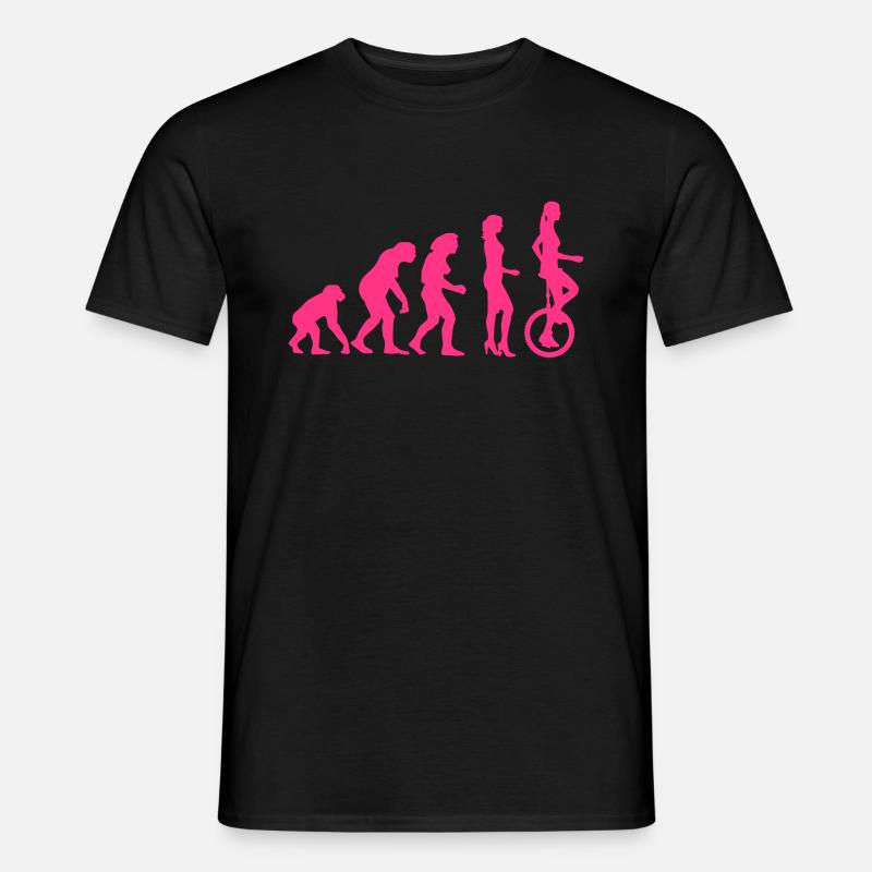 evolution_einradfahrerin_1c - Männer T-Shirt - Schwarz