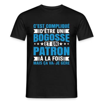 compliqué d'être un bogosse et un patron - T-shirt homme - noir - Devant - AI Model Male 178 light (178cm)