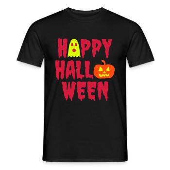 Happy halloween (Geist, Halloweenkürbis) - Männer T-Shirt - Schwarz - Vorne - AI Model Male 178 light (178cm)